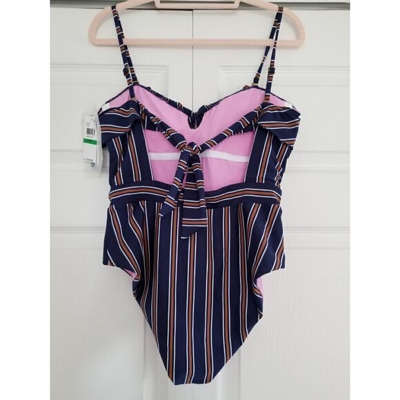 Isabella Rose Broadway One-Piece Navy Blue Multi Striped Women's Size L - Picture 5 of 15